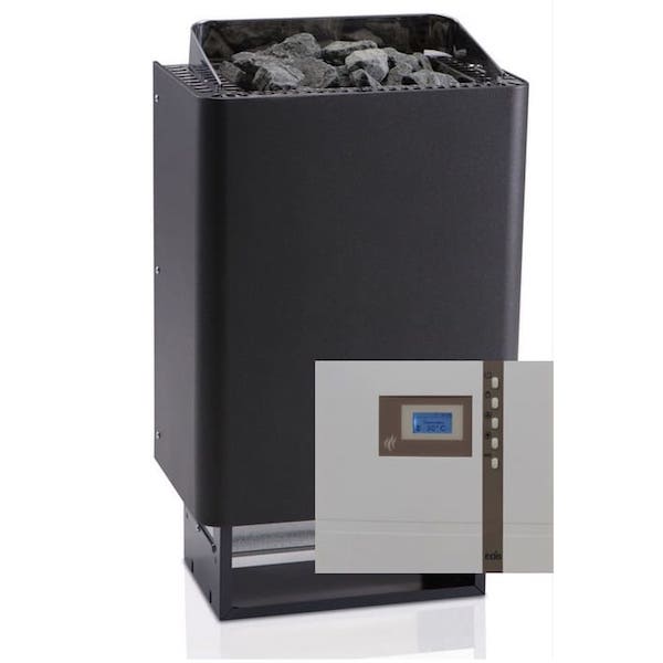 Der EOS 43FN zeichnet sich durch seine robuste, langlebige Konstruktion aus und passt ideal für kompakte bis mittelgroße Saunaanlagen. Der Außenmantel mit kratzfester Anthrazit-Perleffekt Pulverbeschichtung verleiht dem Ofen ein klassisches Design. Im Saunaofen set mit dem Steuergerät Econ D1, Saunasteine und Silikon Anschlusskabel.