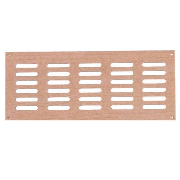 Das Lüftungsgitter bietet eine bequeme und funktionale Lösung für das erforderliche Belüftungsloch. Lüftungsgitter aus Holz für ca. 100 cm² Luftdurchlass Einbaumaße: BxHxT ca. 295x105x9 mm Außenmaße: BxHxT ca. 315x130x17 mm Gew. ca. 275 g Material: Espenholz