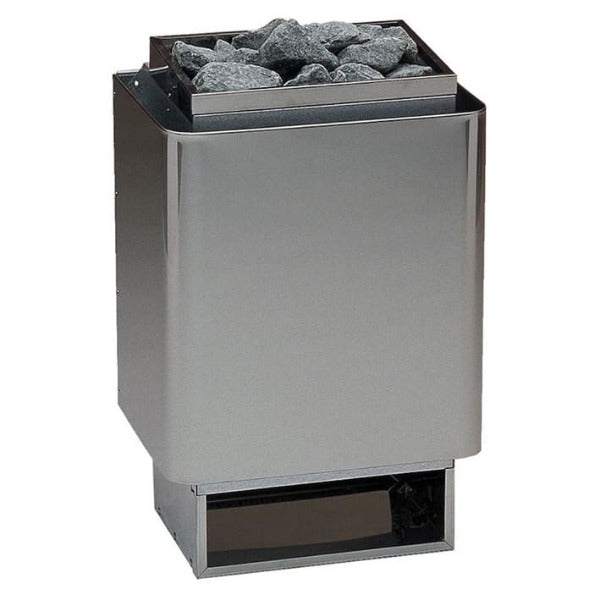 Saunaofen 34A, EOS Werke für die klassische, finnische Sauna Technische Beschreibung des Saunaofens: Elektrisch beheizter Saunaofen, Wandofen. Saunaofen nur zur Wandmontage geeignet! Saunaofen-Leistung: 7,5 kW oder 9 kW Außenmantel: Anthrazit-Perleffekt Innenmantel aus feueraluminisiertem Blech Blechabdeckung und Steinaufnahmerost aus Edelstahl