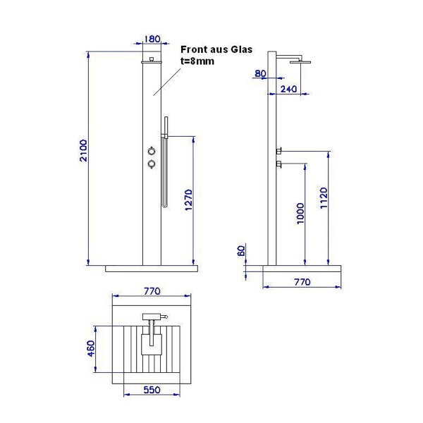 IDEAL Eichenwald Gartendusche Kuba | inkl. WPC Plattform