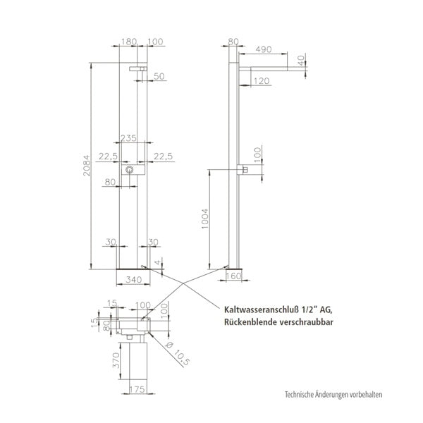 IDEAL Eichenwald Gartendusche Tonga SOLAR | ohne Plattform