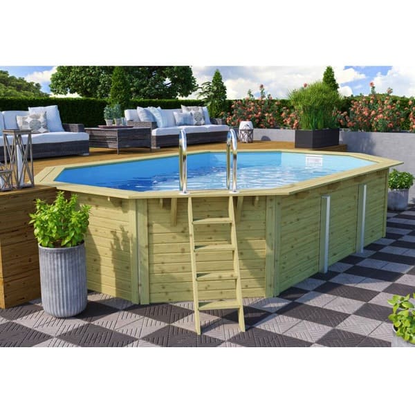 Trend Holzpool SET | Achteck | Metallecken | Holzpool Bausatz