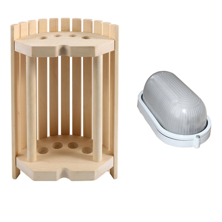 Saunaleuchte Set, 2 Teile, Nadelholz für Eck und Wandmontage